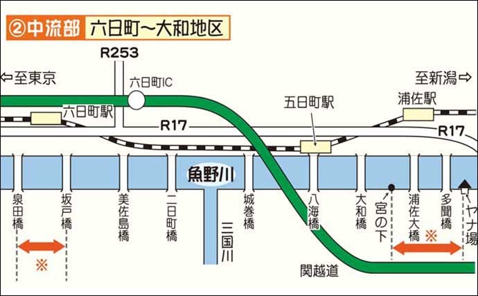 【2021新潟】アユトモ釣りオススメ河川：魚野川　エリアにより川相多彩