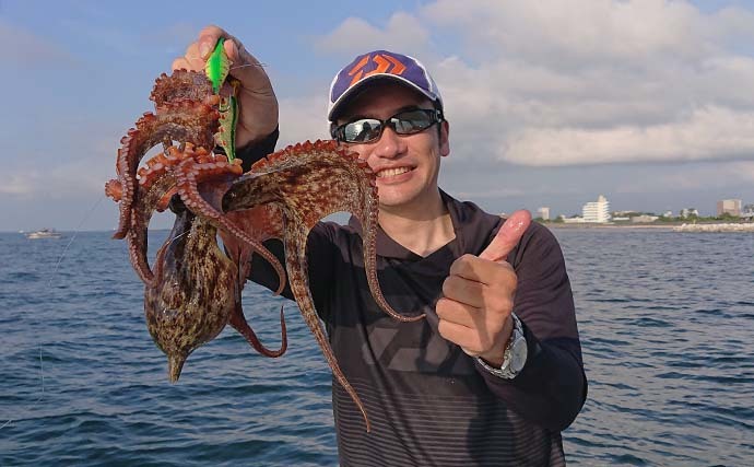 鈴鹿沖のボートエギタコ釣行で1kgオーバーマダコ5匹に大満足