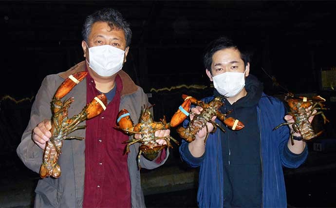 夜の屋内釣り堀で大将エビ釣り　回遊に当たれば初心者も好釣果