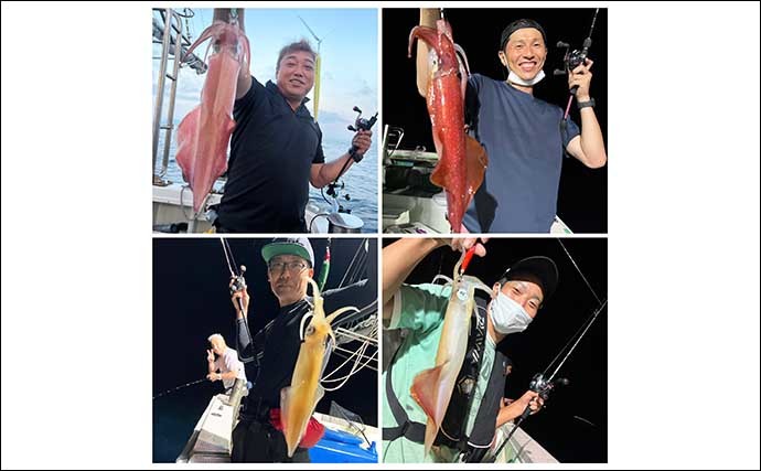 【響灘】沖釣り最新釣果 夜焚きイカ船での活きイカ泳がせでマダイ登場