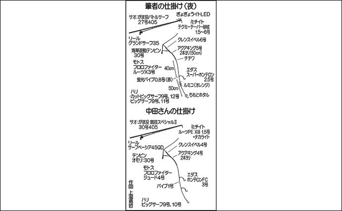 夜の投げキス釣りで26.5cm頭に12尾　ダブルヒット頻発で快引を堪能