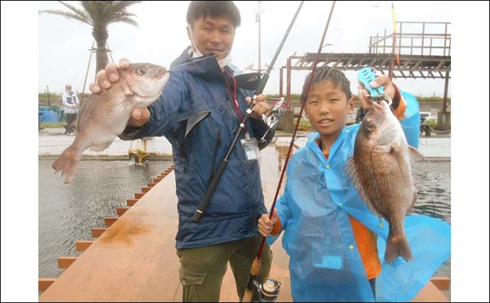 陸上型海水管理釣り場でファミリー笑顔　常連は圧巻のマダイ＆青物釣果