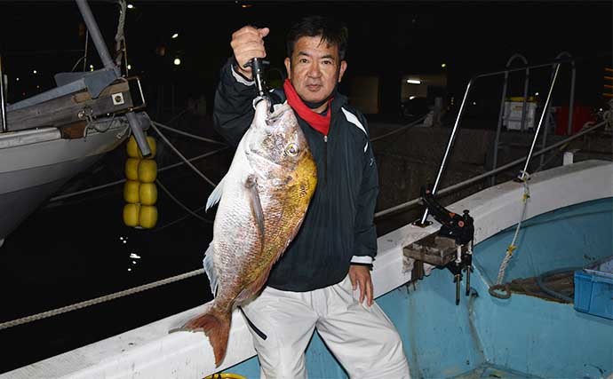 【福岡】沖のエサ釣り最新釣果　活きイカ泳がせで30kg超大型アラ浮上