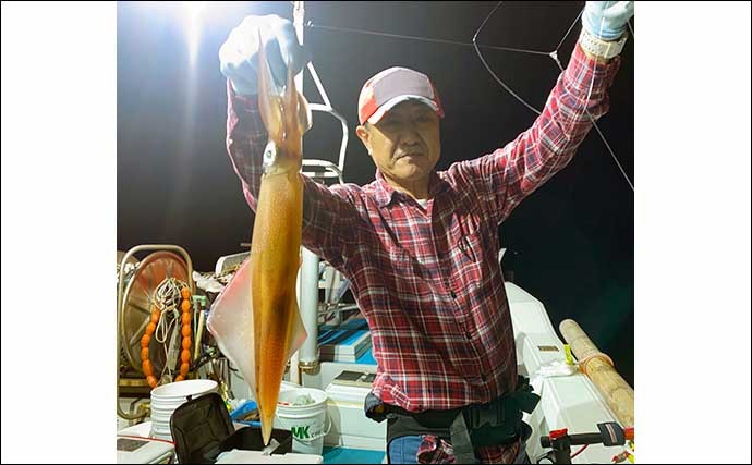 【玄界灘】夜焚きイカ最新釣果　イカメタル・胴突きともに良型揃い