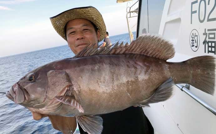 【福岡】沖釣り最新釣果　落とし込み＆イカ泳がせで良型アラなど好土産