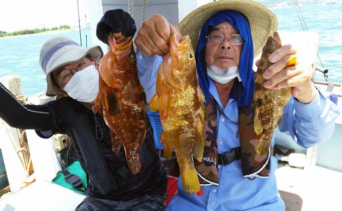 【福岡】沖釣り最新釣果　落とし込み＆イカ泳がせで良型アラなど好土産