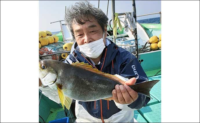 【福岡】沖のエサ釣り最新釣果　活きイカ泳がせで30kg超大型アラ浮上