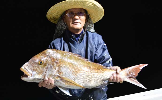 【響灘】沖釣り最新釣果　タイラバやイカ泳がせで大型マダイが顔出し