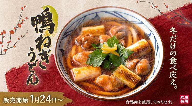 冬だけの食べ応えを手づくり熱々で味わう毎年人気の一杯 鴨肉の旨みとねぎの甘みが特製だしにしみわたり、打ち立てうどんと相性抜群冬の大定番『鴨ねぎうどん』今年も登場!
