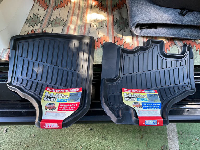車中泊仕様の軽トラにしし狩バンパーを取り付けた