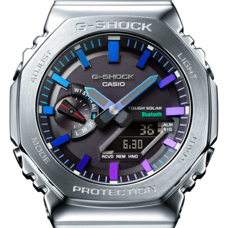 【速報、G-SHOCK(Gショック)の新作4機種はカラフルな色に注目】“G-SHOCK”初号機を受け継ぐ“GMW-B5000”と八角形ベゼルが特徴の“GM-B2100”がベース