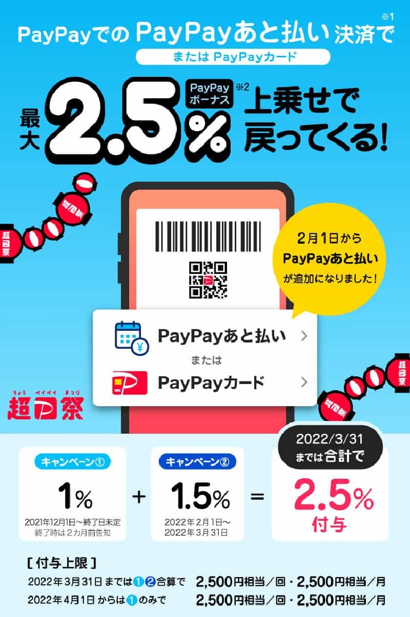 「PayPayあと払い」の最大2.5％上乗せで戻ってくる支払い方法が、わかりづらいと話題に