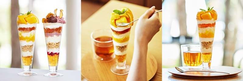 お茶専門カフェTHREE TEA CAFEに青茶を使った秋スイーツ“台湾茶で味わうパフェ” 2種が10月３日（火）より発売