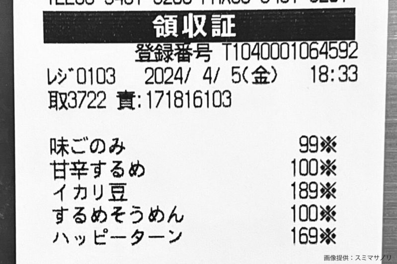 一見普通のレシート、隠された秘密に衝撃走る　「4つの品名」を続けて読むと…