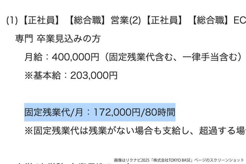 初任給40万・固定残業代80時間の企業、違法でないかと波紋呼ぶが…　労基は「上限時間無い」