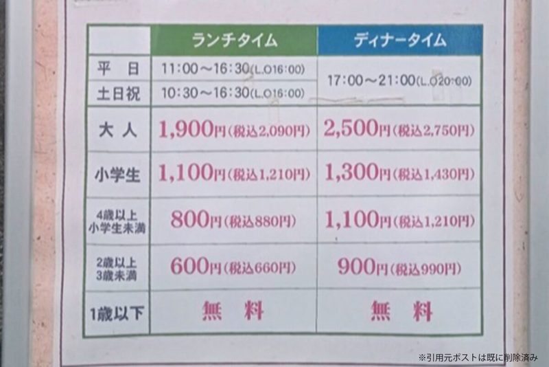 3歳児が入ると消滅するビュッフェ、その理由に衝撃走る　店の謎ルール「8文字」に疑問の声