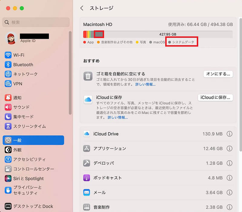 【Mac】システムデータを減らす方法 – 内部ストレージ容量を圧迫している可能性も