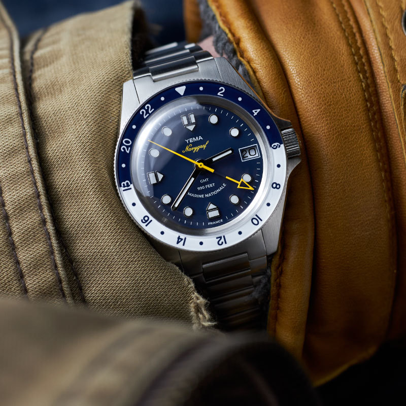 【直径38.5mm、300m防水のGMTダイバーズウオッチ】イエマの新作、ネイビーグラフマリーンナショナルGMTに注目