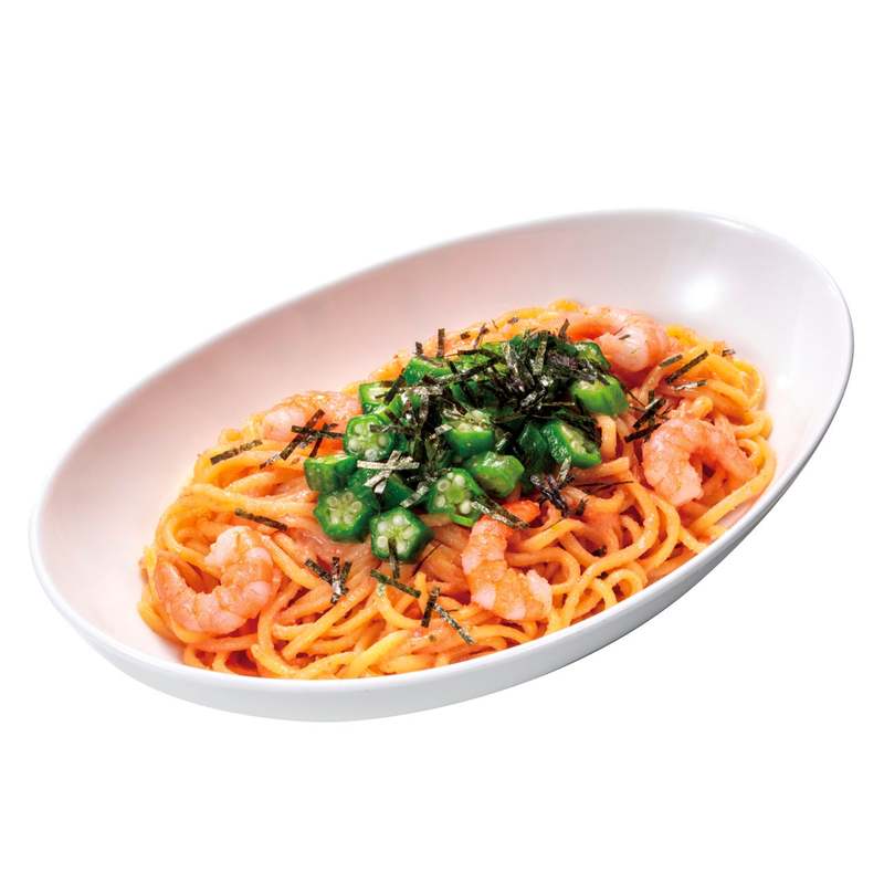 春パスタはプチプチとぷりぷりの共演!海老とオクラの熟成博多明太子の生パスタ2種発売4/13(木)から 老舗・八幡屋礒五郎の一味を効かせた“激辛”も