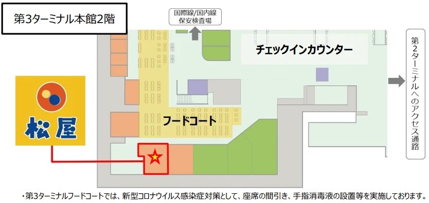 第３ターミナルフードコートに「松屋」がオープン！