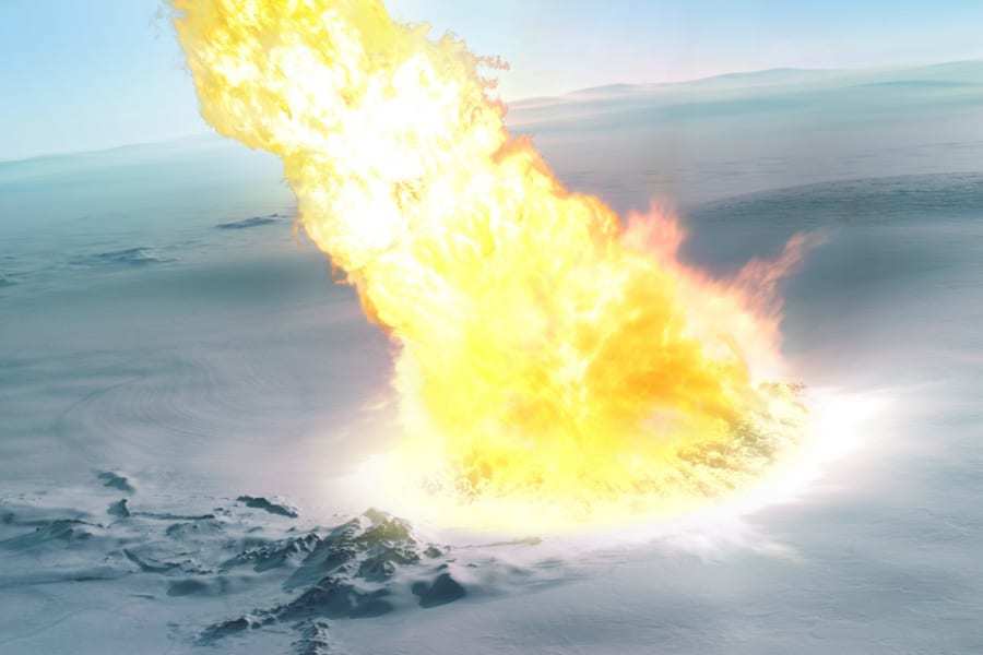 43万年前、南極大陸では隕石により「巨大な火柱」が上がっていた